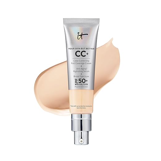 Full-Coverage Foundation, Hydrating Serum & SPF 50+ Sunscreen - Natural Finish.