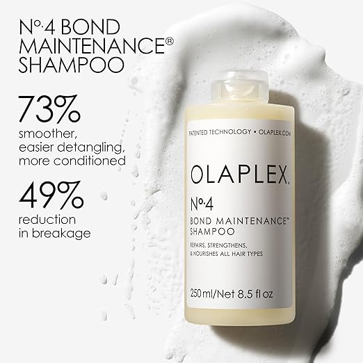 Olaplex No. 4 Bond Maintenance Shampoo, Repairs, Strengthens, & Nourishes All Hair Types, Adds Shine & Leaves Hair Feeling Soft, 8.5 fl oz