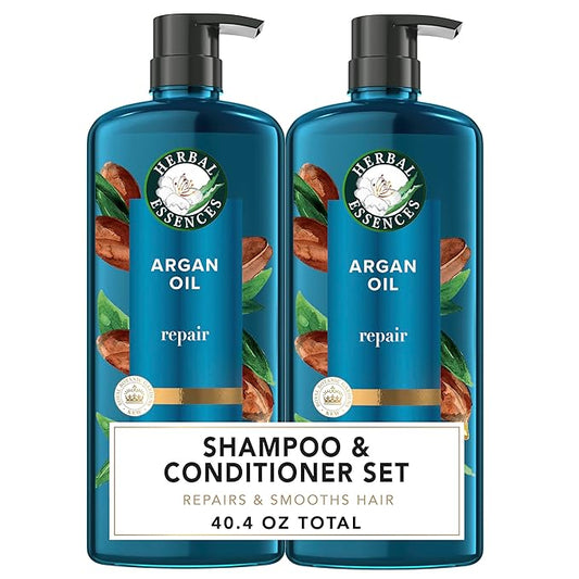 Herbal Essences Argan Oil of Morocco Shampoo & Conditioner Set, Repair & Smooth, Kew Endorsed, Fizzy Citrus Scent, Paraben-Free, Safe for Color-Treated Hair, pH-Balanced