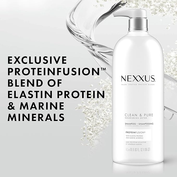 Nexxus Clean and Pure Clarifying Shampoo, With ProteinFusion, Nourished Hair Care Silicone, Dye And Paraben