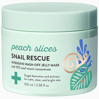 Peach Slices | Snail Rescue Intensive Treatment Wash-Off Face Mask | 95% Snail Mucin | For Dark Spots & Blemishes