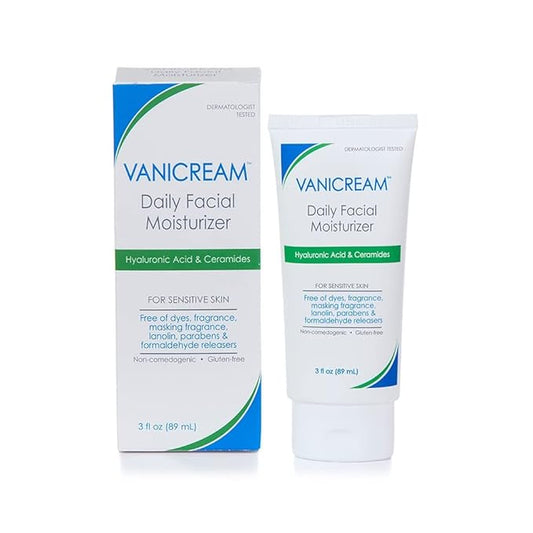 Vanicream Daily Facial Moisturizer With Ceramides and Hyaluronic Acid - Formulated Without Common Irritants for Those with Sensitive Skin, 3 fl oz