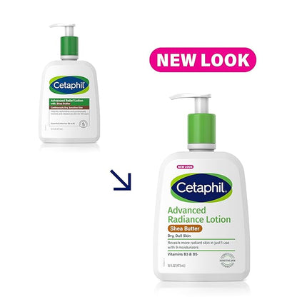 Cetaphil Face & Body Lotion, Advanced Relief Lotion With Shea Butter For Dry, Sensitive Skin, 16 Oz Pack of 2, Fragrance Free, Hypoallergenic, Non-Comedogenic