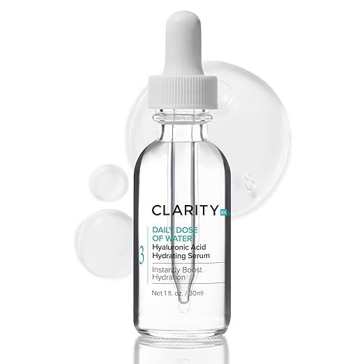 ClarityRx Daily Dose of Water Hyaluronic Acid Hydrating Face Serum, Natural Plant-Based Daily Moisturizing Treatment for Dry, Dull Skin