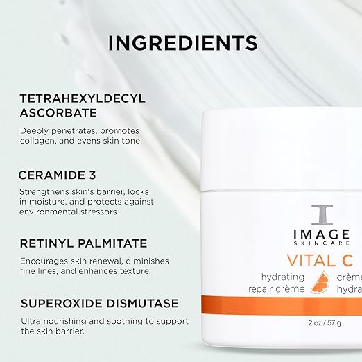 IMAGE Skincare, VITAL C Hydrating Repair Crème, Face Night Cream with Hyaluronic Acid