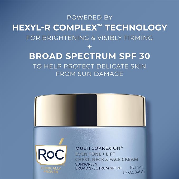 RoC Multi Correxion 5 in 1 Chest, Neck, and Face Moisturizer Cream.