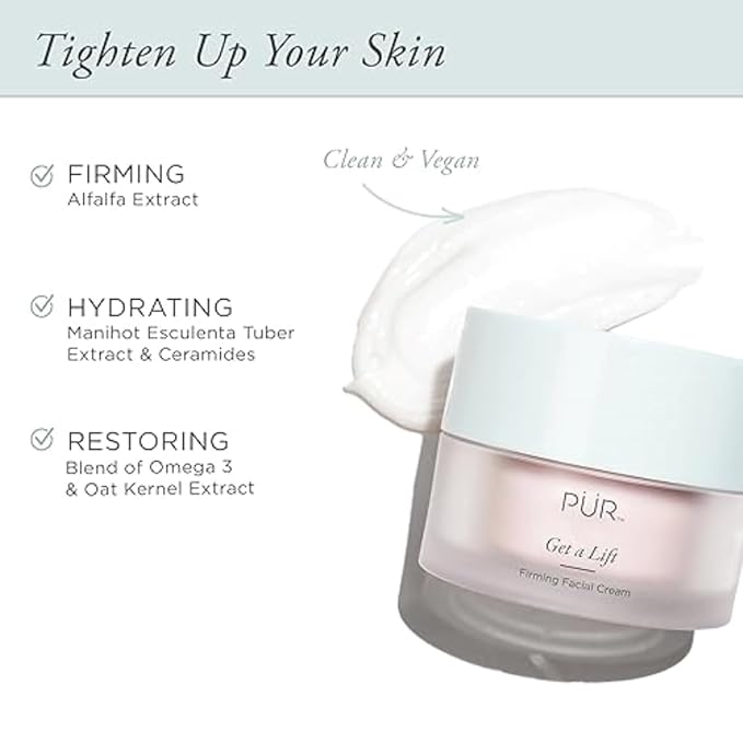 Firming Facial Cream, Get a Lift by PUR Beauty - Triple-Action Lightweight Moisturizer for Face & Neck Tightens Sagging Skin.