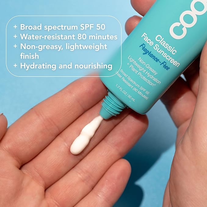 COOLA Organic Face Sunscreen SPF 50 Sunblock Lotion, Dermatologist Tested Skin Care for Daily Protection, Vegan and Gluten Free, Fragrance Free