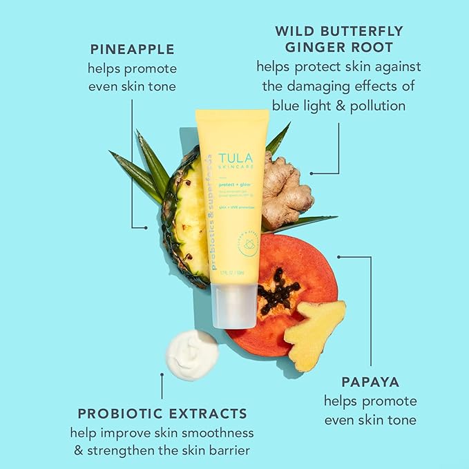 TULA Daily SPF 30 Sunscreen Gel - Broad Spectrum, Non-Greasy, Reef-Safe with Blue Light & Pollution Protection