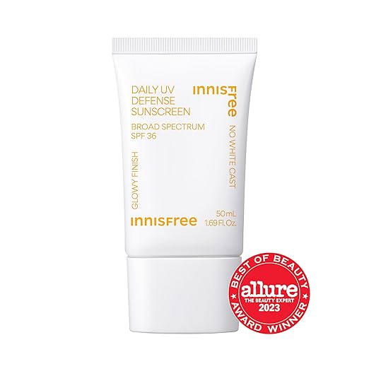 innisfree Daily UV Defense Sunscreen Broad Spectrum SPF 36, Invisible Korean Sunscreen